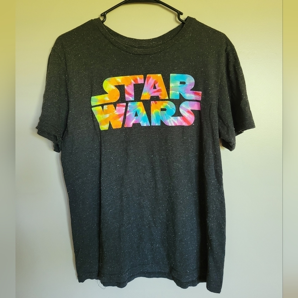 Star Wars Tie Dye Logo Gray Tee Size Large